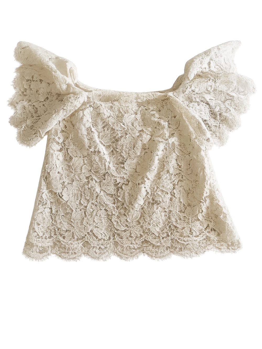 Valentino Cream Ruffled Lace Cap Sleeve Blouse
Size 8